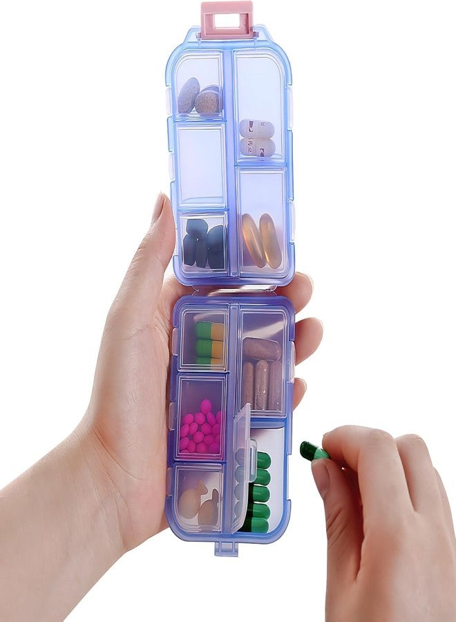 Elvana Portable Medicine Pill Organizer with Double Layers & 10 Slots | Moisture-Proof Daily/Weekly Pill Holder for Travel Pocket Purse - Pack of 2 - Image 4